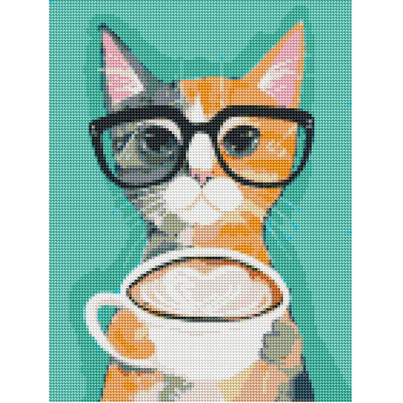 Kit Diamond Painting c/b 30x40 Gato con lentes | WDF1609 Main Image